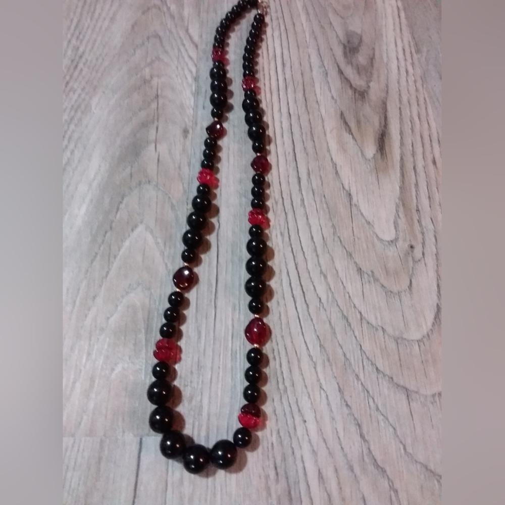 Vintage red..black..gold necklace